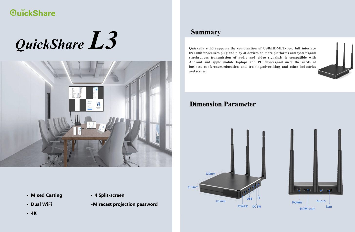 QuickShare L3 Parameter Introduction